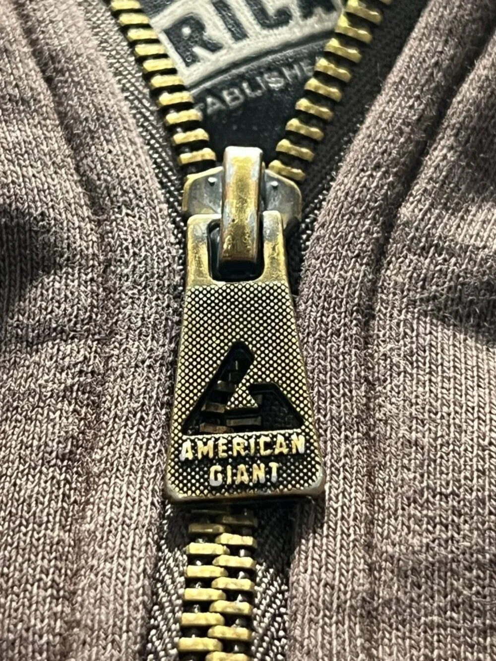 American Giant Full Zip Hoodie Mens Brown Hooded Sweatshirt